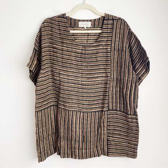 Voloshin sustainable block print gauze top timi lagenlook artsy art to wear M - Picture 5 of 14